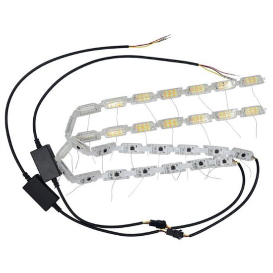 2pcs Flexible LED Strip Light DRL Daytime Running Light Waterproof Sequential Flow Headlight Runners Corner Turn Signal DRL As shown_16 lights (50cm)