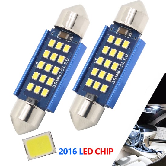 2pcs LED Bulb Car IRL 2016 SMD Canbus Error Free Auto Interior Doom Lamp Reading Light 12V 24V 41MM-10MM