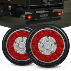 2pcs Round 16-led Truck Trailer Brake Stop Turn Signal Tail  Light Impact Resistant Low Power Consumption Long Lasting Light silver