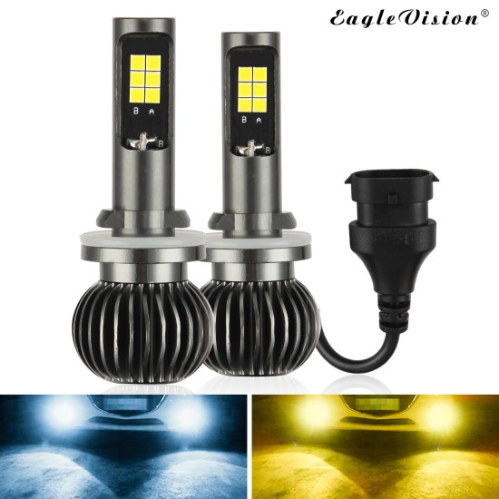 2pcs/set 880/881 9005/9006 H8/H11 5202 Dual Color Truck High Power Headlight Bulb Cool white + amber_880/881