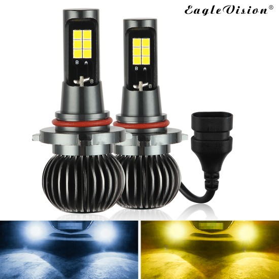 2pcs/set 880/881 9005/9006 H8/H11 5202 Dual Color Truck High Power Headlight Bulb Cool white + amber_9005/9006