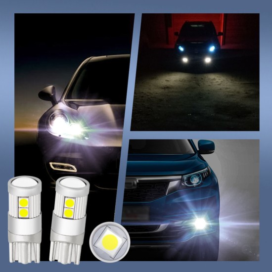 2pcs/set Car Super Bright LED Bulbs T10 9smd Lens Brake Light Turn Signal Indoor Reading Light White light