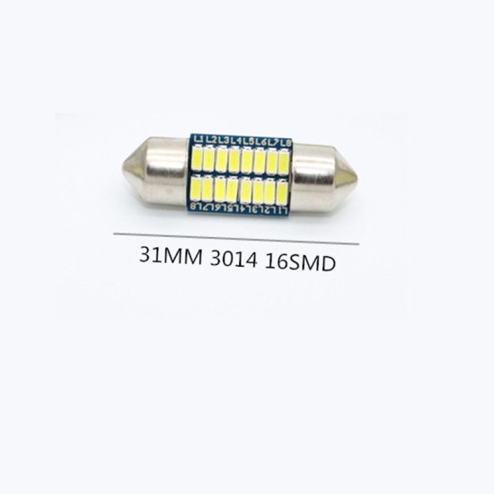 2x Double-point 3014 16SMD Car Interior Light Reading Decoding Lamp 31mm White light