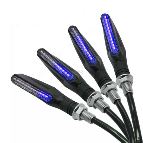 4pcs 12V 12LED Flowing LED Motorcycle Turn Signal Indicators Lights Blue light