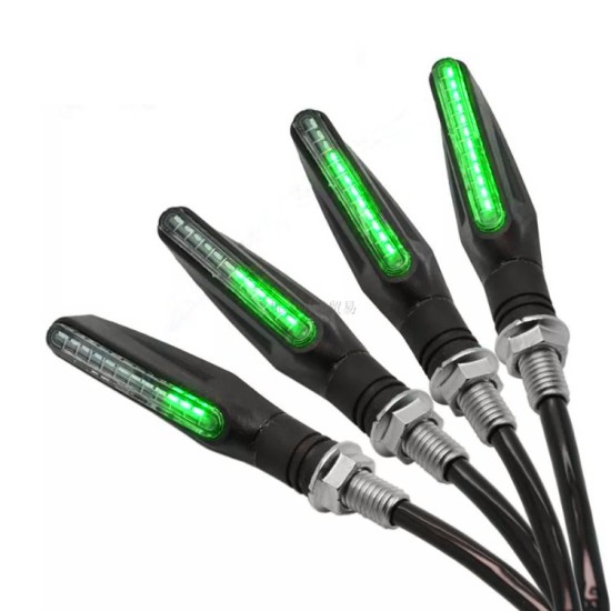 4pcs 12V 12LED Flowing LED Motorcycle Turn Signal Indicators Lights Green light