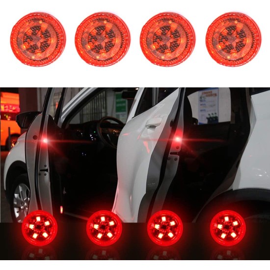 4pcs Car Safety  Light Anti-collision 5 Led Side Door Sensor Warning Light blue_5LED