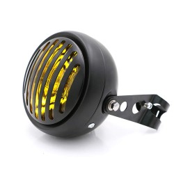 6.5" DC 12V Motorcycle Grill Headlight with Bracktes Motorbike Retro Headlights Motor Moto Scooter Vintage Front Light Round Lamp Bring support