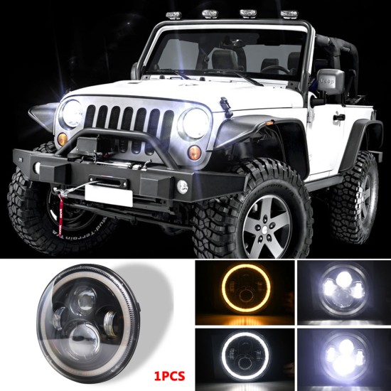 7 INCH 140W  LED Headlights Halo Angle Eye For Jeep Wrangler CJ JK LJ 97-17