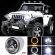 7 INCH 140W  LED Headlights Halo Angle Eye For Jeep Wrangler CJ JK LJ 97-17