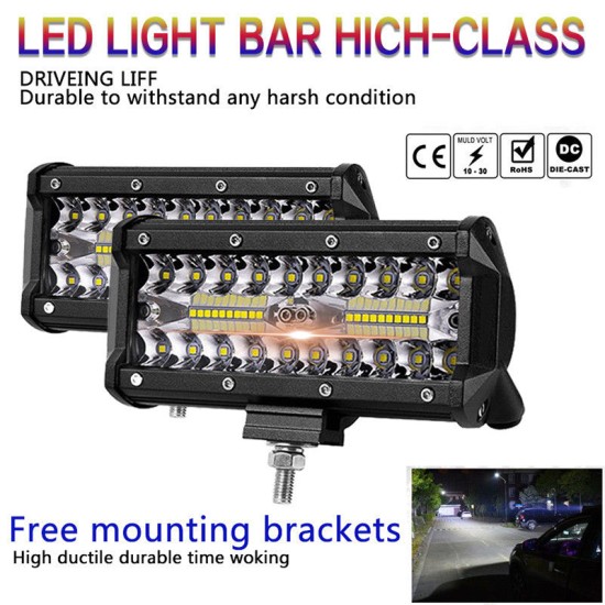 7 inch 400W LED Work Light Bar Flood Spot Beam Offroad 4WD SUV Driving Fog Lamp