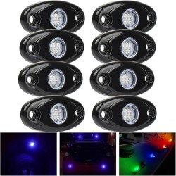 8pcs Rock Lights IP67 Waterproof High Power Underbody Neon Trail Lights Underglow  Lights For Off-road Truck Car Boat Atv Suv Blue light