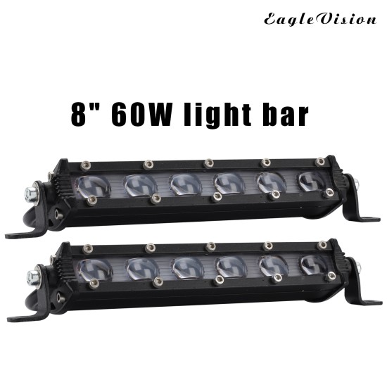 8" 60W LED Work Light Lightbar LED Headlights Spotlight Floodlights Fog Lamps black_8 inch