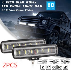 90W 6Inch Convex Lens 6LED Working Light 12V/24V 4x4 Automobile LED Light Bar White light