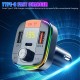 Car Fm  Transmitter Receiver Mp3 Player Colorful Led Lights M3 Wireless Bluetooth-compatible Pd+qc3.0 Fast Charging Usb Charger black