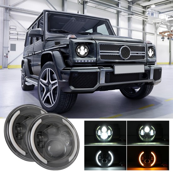 Car Headlights 7 Inch LED Headlights Halo Angle Eye 200W For Jeep Wrangler JK TJ LJ 97-17 C0026