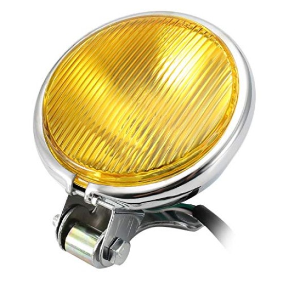 Chrome Motorcycle Headlight Yellow Cafe Racer Head Light Decorative Metal Lights Lighting Modified Motorbike Rear Light black