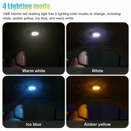 DC 5V 4w 400lm Car Reading Light USB Rechargeable Led Ceiling Dome Lamp Wireless Black