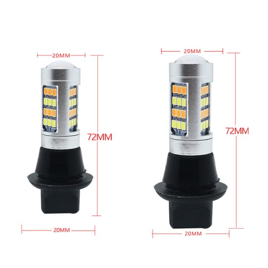 For Car Lighting 2pcs 1156 2835 High Power Dual Color Switchback LED Bulb  42LED Daytime Running Turn Signal Lamp BAU15S red + yellow