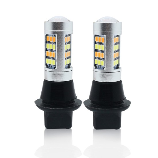 For Car Lighting 2pcs 1156 2835 High Power Dual Color Switchback LED Bulb  42LED Daytime Running Turn Signal Lamp BA15S red + yellow