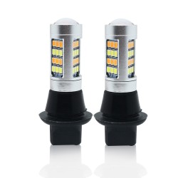 For Car Lighting 2pcs 1156 2835 High Power Dual Color Switchback LED Bulb  42LED Daytime Running Turn Signal Lamp BA15S white + yellow