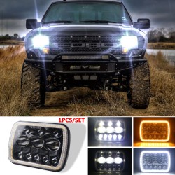 For Jeep Wrangler 500 W 30000LM 7 inch LED Headlights 5X7/7X6 Led Beam Headlamp Led Headlight Angel eyes (three eyes eight beads) with halo