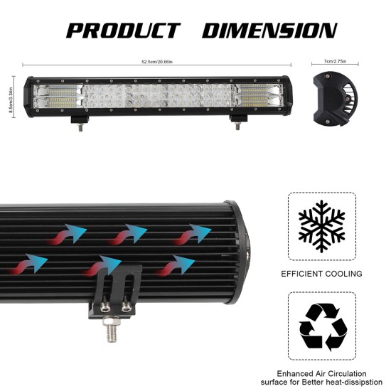 Led Bar Driving Lights Triple Row 20inch 288W Flood Combo Working Light black_20 inch 288W