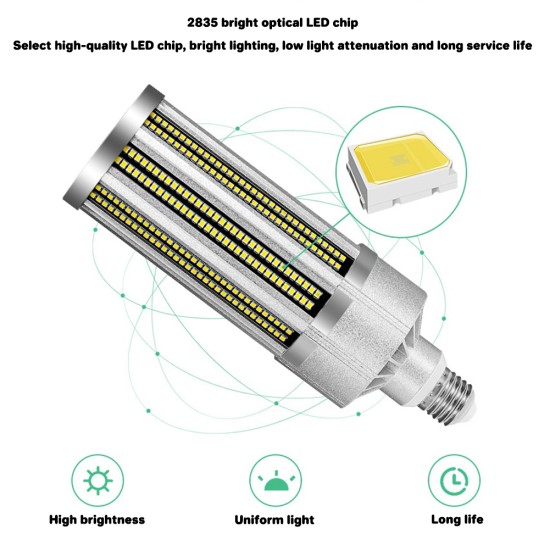 Metal 50w Commercial Grade Corn  Light Led Bulb Fanless E27 To E39 Large 5000k Fluorescent Light 5435 Lumens For Garage Warehouse Parking Lot E27-6000K(Cool White)-50W