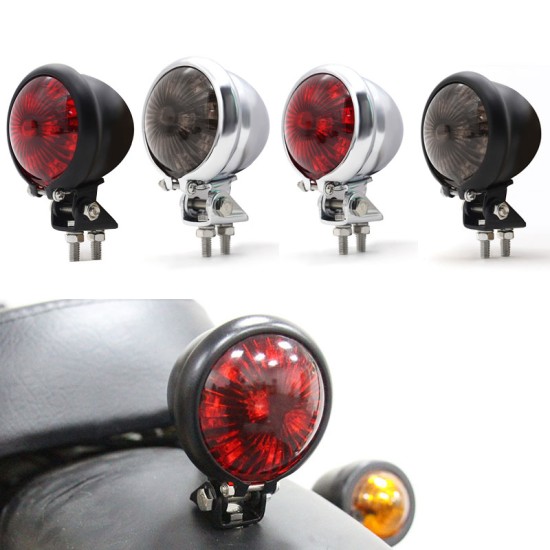 Motorcycle 12v Led Cafe Racer Style Stop Tail  Light Motorbike Brake Rear Lamp Taillight Black shell red cover