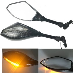 Motorcycle Double LED Turn Lights Side Mirrors Turn Signal Indicator Rearview Mirror  Snake pattern_Pointed double lamp