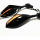 Motorcycle Double LED Turn Lights Side Mirrors Turn Signal Indicator Rearview Mirror For Honda Suzuki Kawasaki Ducati Yamaha  Snake pattern_Pointed double lamp