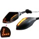 Motorcycle Double LED Turn Lights Side Mirrors Turn Signal Indicator Rearview Mirror For Honda Suzuki Kawasaki Ducati Yamaha  Snake pattern_Pointed double lamp