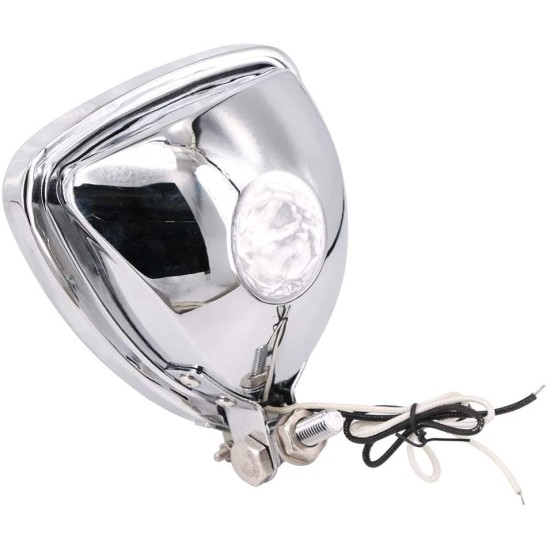 Motorcycle Headlight  Amber Triangle Chrome Headlight Lamp for Chopper Bobber black