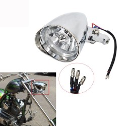 Motorcycle Headlight Lamp Chrome Visor Headlight Lamp For Bobber Chopper Dyna Plated