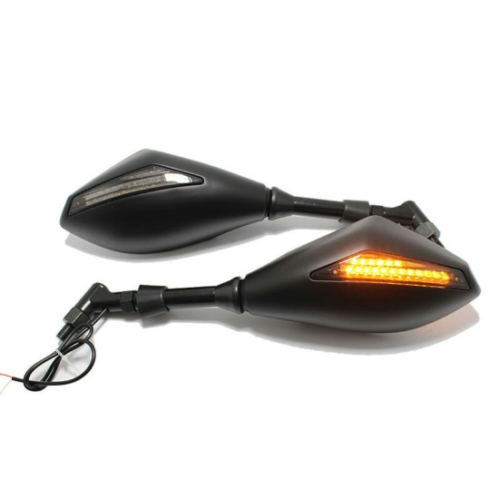 Motorcycle LED Turn Lights Side Mirrors Turn Signal Indicator Rearview Mirror  black_Single point light