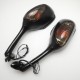 Motorcycle Rearview Side Mirrors for Suzuki GSXR 600 750 1000 with Turn Signal Light Black hood