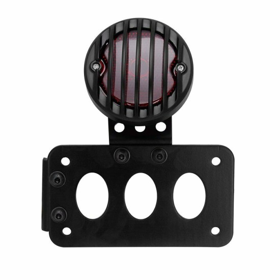 Motorcycle Side Mount Tail Light with License Number Plate Bracket For  Sportsters Bobber Chopper Rear Stop Light black