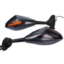 Motorcycle Single LED Turn Lights Side Mirrors Turn Signal Indicator Rearview Mirror For Honda Suzuki Kawasaki Ducati Yamaha  Snake pattern_Pointed single lamp