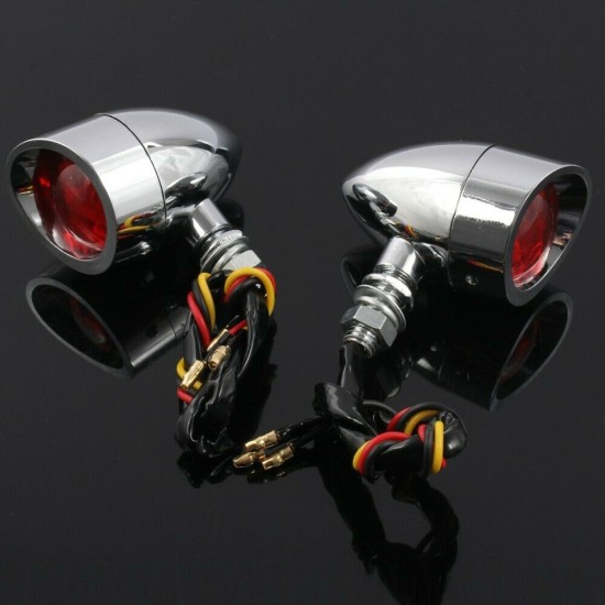 Motorcycle Steering Light RED Blinker Turn Signal+Brake Stop+Running Tail Lights Silver