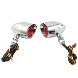 Motorcycle Steering Light RED Blinker Turn Signal+Brake Stop+Running Tail Lights Silver