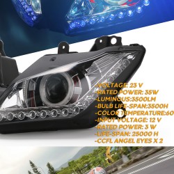 Motorcycle headlights assembly Angel eyes for Kawasaki NINJA 250 300 ZX6R ZX 6R 13-16 hf055