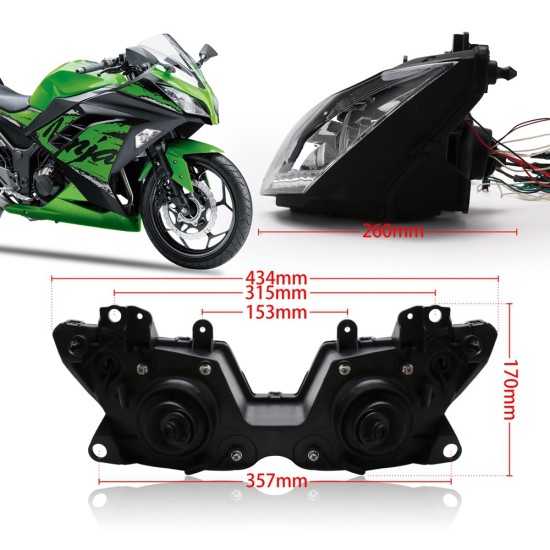 Motorcycle headlights assembly Angel eyes for Kawasaki NINJA 250 300 ZX6R ZX 6R 13-16 hf055