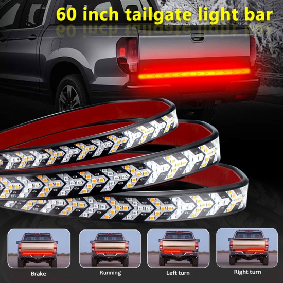 Tailgate Strip Light Waterproof Turn Signal Running Reverse Lights for Truck Off-road Vehicles Red and yellow