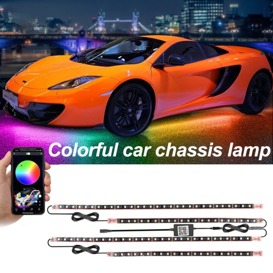 Universal Colorful Car Underglow Underbody Neon  Lights Mobile Phone App Remote Control Waterproof High-brightness Lights 4-in 1