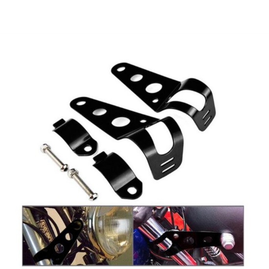 Universal Motorcycle Motorbike Streetfighter Headlight Headlamp Brackets Black