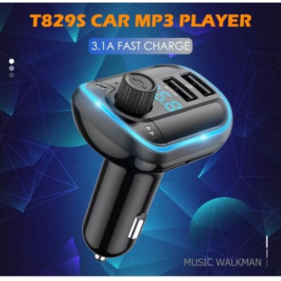 Usb Car Charger Mobile Phone Charging with Music MP3 Player Bluetooth 5.0 black