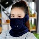 Men Women Winter Warm Coral Fleece Windproof Ear Protection Mask Letter navy