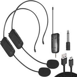 2.4G Wireless Headset Microphone Rechargeable Lavalier Microphone for Teacher Teaching 2-in-1