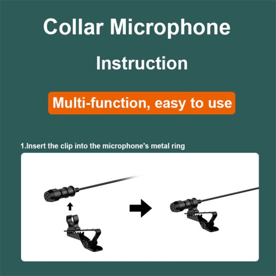 3-in-1 Lavalier Microphone Multi-functional Lapel Clip-on Mic for iPhone Pc Dslr Camera Recording Streaming 1.5 meters