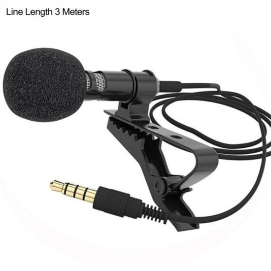 3.5mm Lavalier Microphone Vocal Stand Clip Tie Audio Video Lapel Microphone 1.5 meters straight