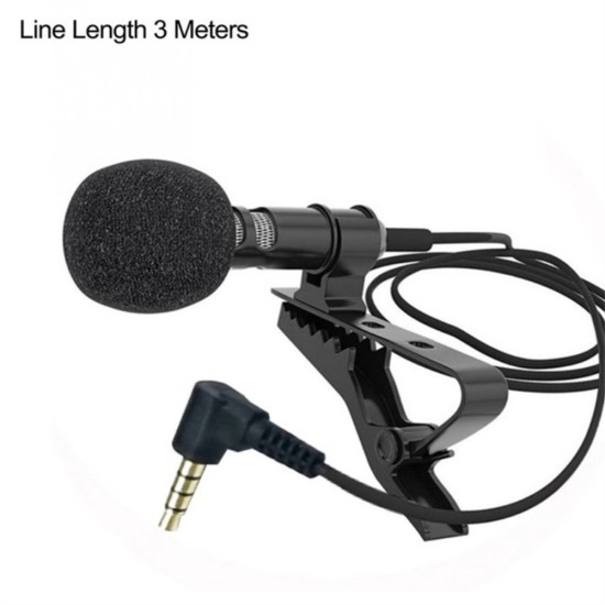 3.5mm Lavalier Microphone Vocal Stand Clip Tie Audio Video Lapel Microphone 1.5m elbow